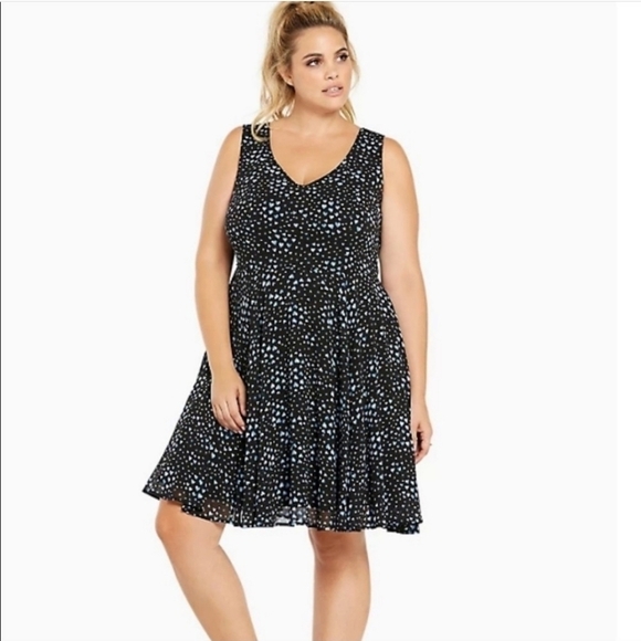Torrid Black and Blue Heart Print Flounce Skirt Dress Size 20. - Picture 1 of 11